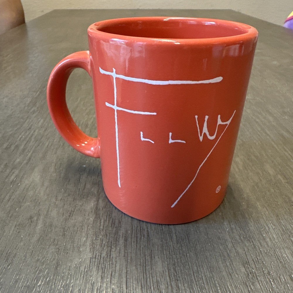 Frank Lloyd Wright Signature Red Ceramic Coffee Cup With Insert Made in Spain